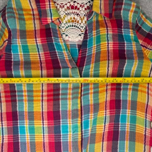 Soft Surroundings Multicolor Plaid Button Down Shirt - Picture 6 of 11